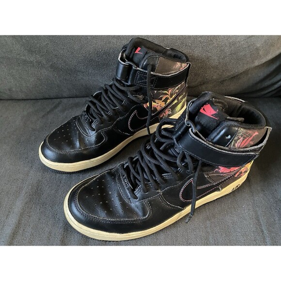 CI2304-001 Nike Air Force 1 High Black Floral Size 9 - Picture 3 of 11